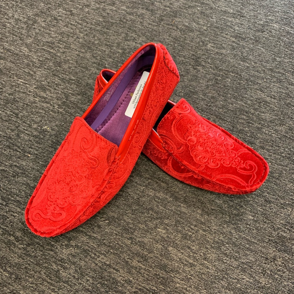 Red slip on shoes for men